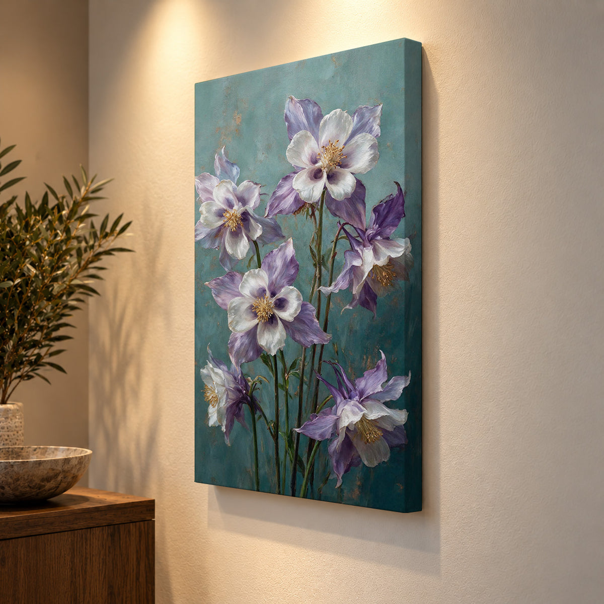 Columbines in Lavender and Ivory