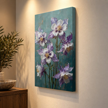 Columbines in Lavender and Ivory