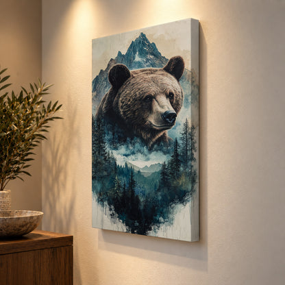 Spirit of the Wild – Grizzly Bear & Mountain Canvas Wall Art
