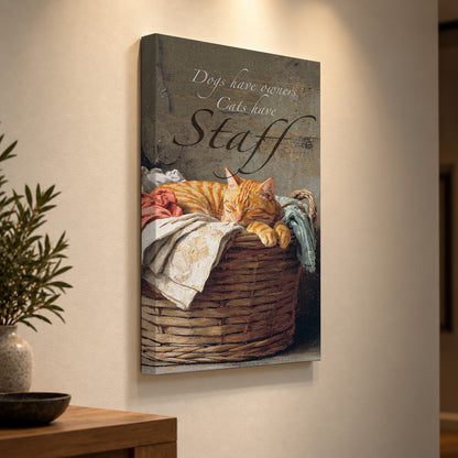 Cats Have Staff – Funny Orange Cat Canvas Wall Art