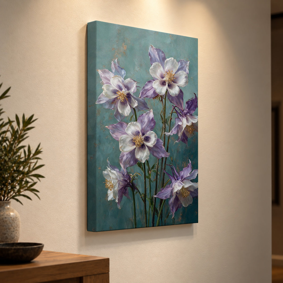 Columbines in Lavender and Ivory