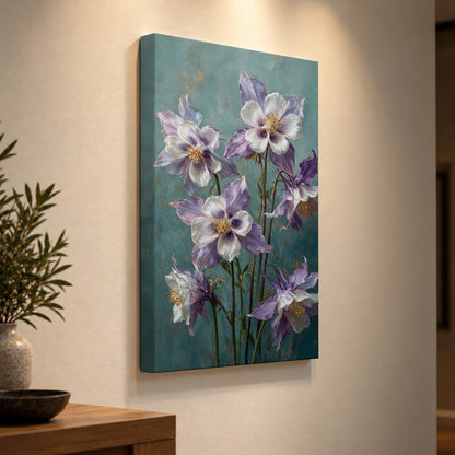 Columbines in Lavender and Ivory