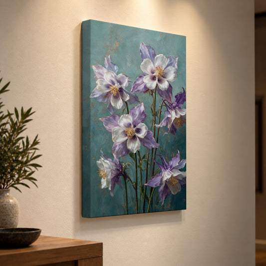 Columbines in Lavender and Ivory