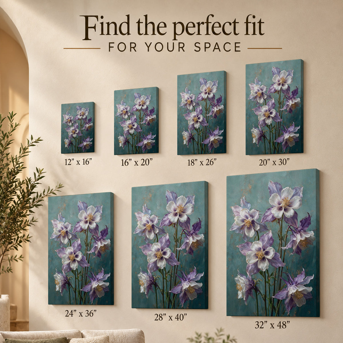Columbines in Lavender and Ivory