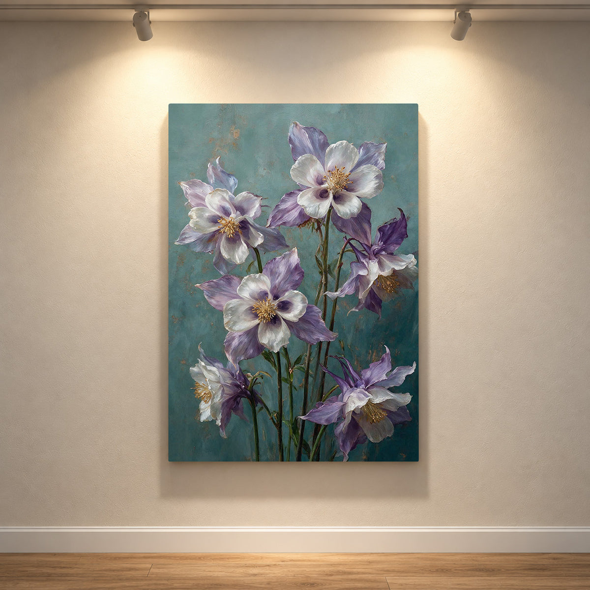 Columbines in Lavender and Ivory