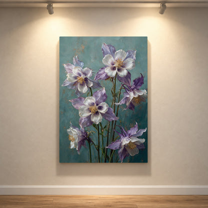 Columbines in Lavender and Ivory