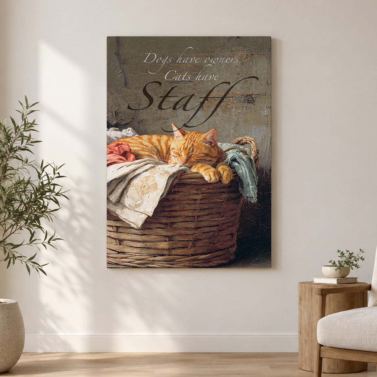 Cats Have Staff – Funny Orange Cat Canvas Wall Art