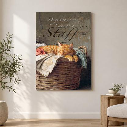 Cats Have Staff – Funny Orange Cat Canvas Wall Art