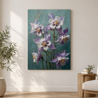 Columbines in Lavender and Ivory