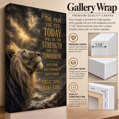 The Strength of Tomorrow – Motivational Lion Canvas Wall Art