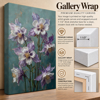 Columbines in Lavender and Ivory