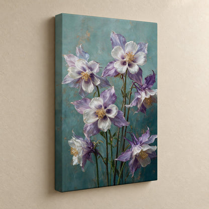 Columbines in Lavender and Ivory