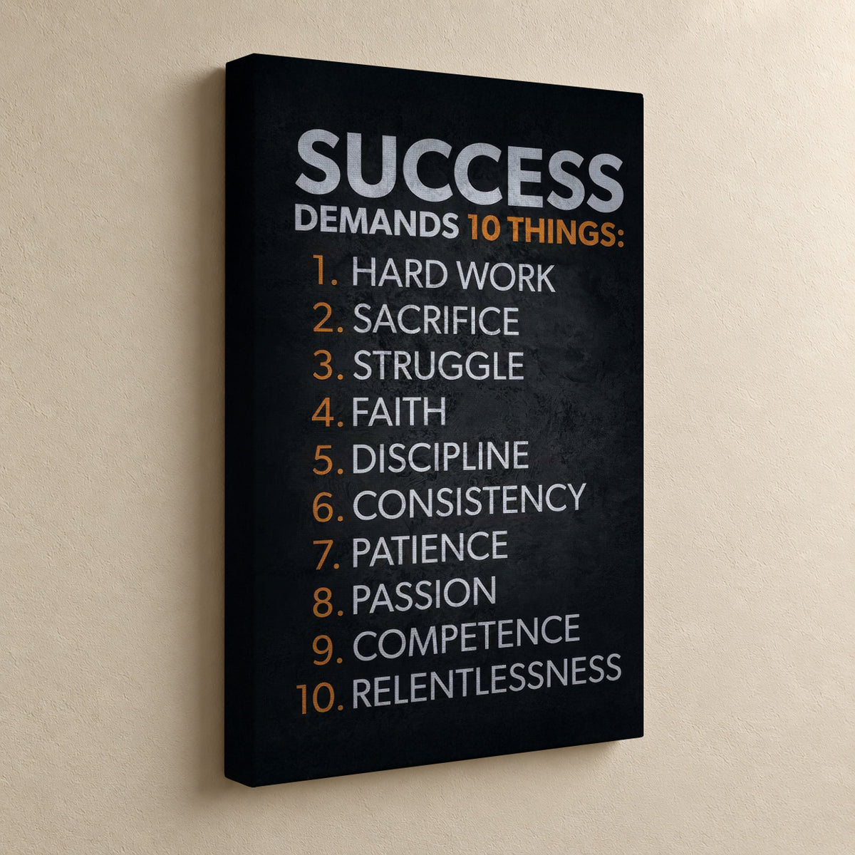 Success Demands 10 Things – Motivational Canvas Wall Art